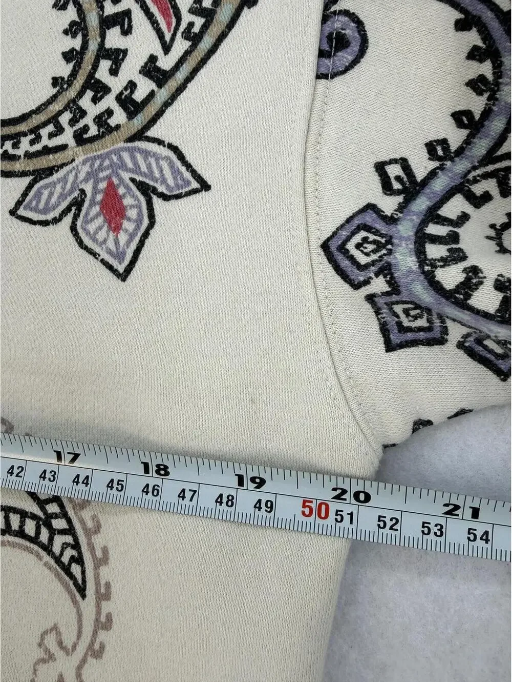 90s GAP‎ Hoodie Teen 8 Cream Paisley Vintage Streetwear